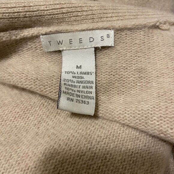 Vintage Tweeds Beige Lambs Wool & Angora Blend Single Button Cardigan Sweater M - Picture 5 of 5